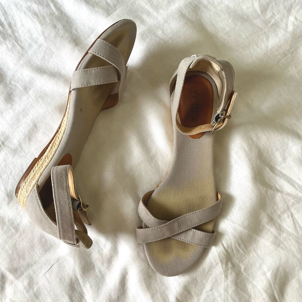 J. Crew Light Blue Mini Wedge Espadrille Heel Size 7